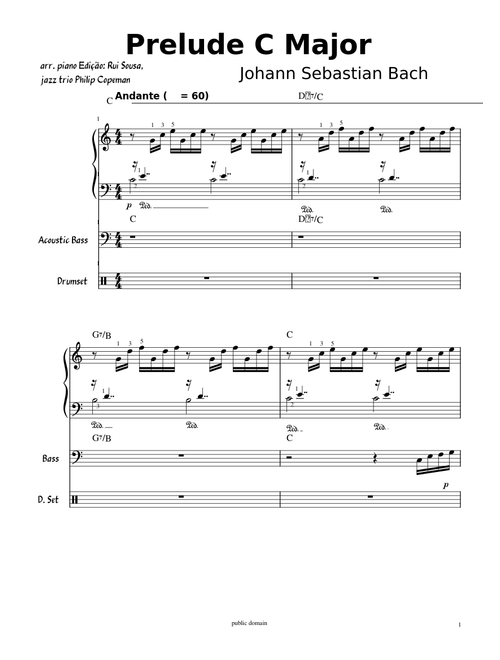 Prelude  In C Major, BWV 847  - arranged for Jazz Trio –  Johann Sebastian Bach