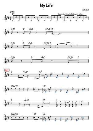 My Life Sheet Music with Chords for Accordion (Piano Quartet