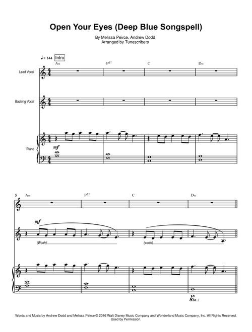 Open Your Eyes (Deep Blue Songspell) (Arr. Tunescribers) - Melissa Peirce, Andrew Dodd (Piano Vocal)
