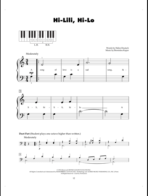 Hi-Lili, Hi-Lo - Helen Deutsch, Bronislau Kaper (5-Finger Piano)