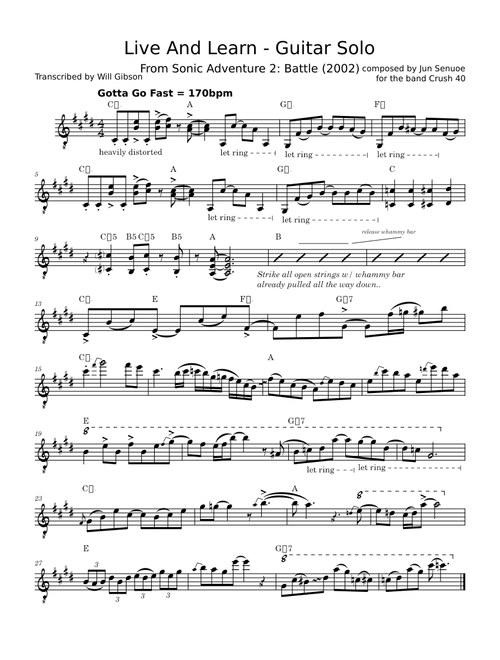 Live And Learn (Solo Transcription) – Crush 40