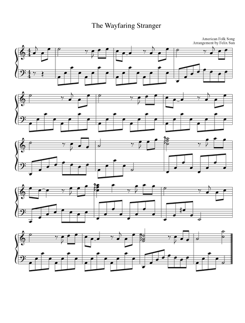 The Wayfaring Stranger (piano solo) (Arr. Felix Sun) - American Folk Song (Piano Solo)