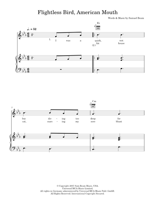 Flightless bird american mouth - Iron & Wine (Piano-Vocal-Guitar (Piano Accompaniment))