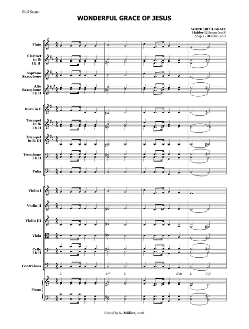 Wonderfull Grace of Jesus - for Beginner Orchestra. (with chords) (Arr. L. Müller) - Haldor Lillenas (Large Ensemble)