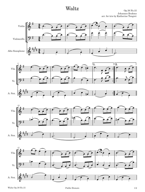 Waltz Op. 39 No. 15 – Johannes Brahms