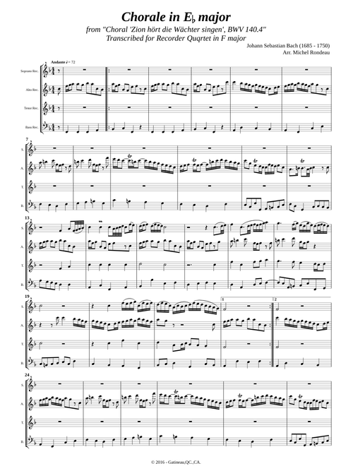 Bach, J. S. _ Choral : Zion hort die Wachter singen, BWV 140.4