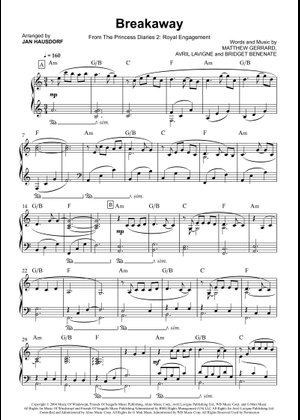 Play Official version of Breakaway Sheet Music by Kelly Clarkson for ...