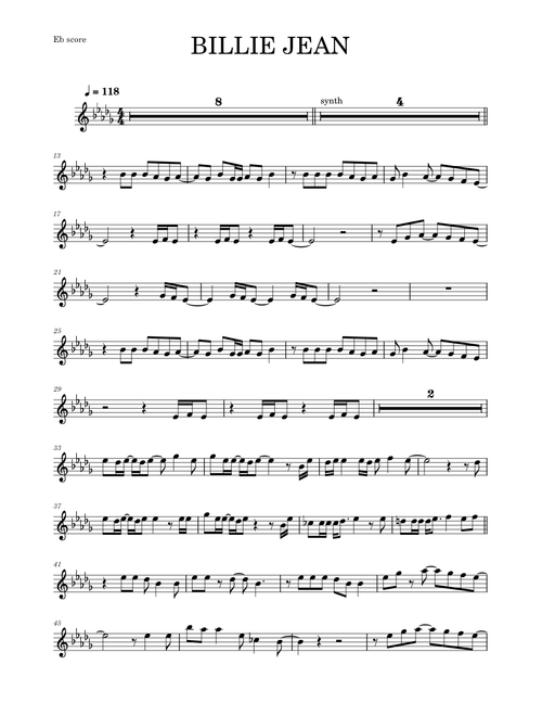 Billie Jean – Michael Jackson - Alto Sax