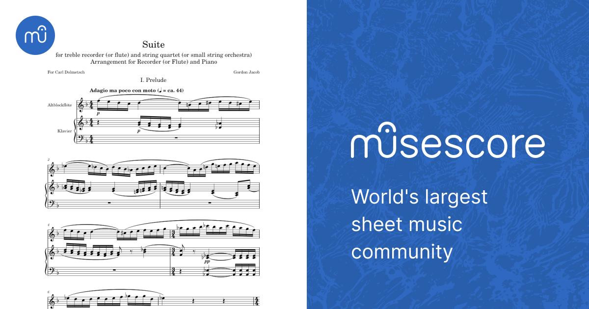 Prelude – Gordon Jacob Sheet Music for Piano, Recorder