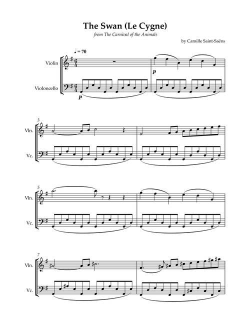 The Swan (Le Cygne) – from The Carnival of the Animals (Arr. Wesley S. SIlva) - Camille Saint-Saëns (Instrumental Duet)