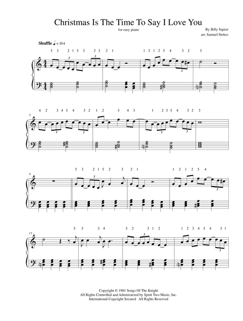 Christmas Is The Time To Say I Love You (Arr. Samuel Stokes) - Billy Squier (Easy Piano)