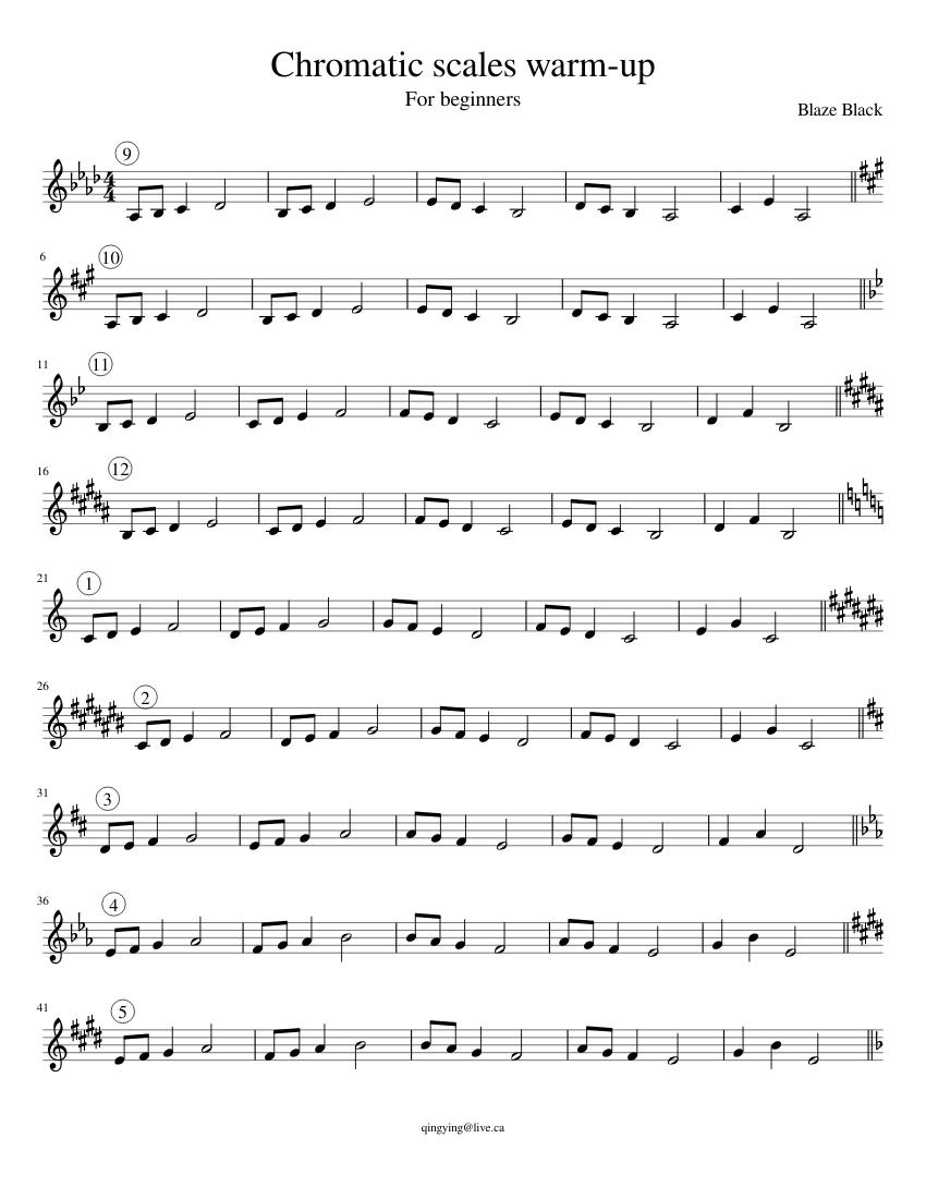 Chromatic scales warm-up Sheet Music for Trumpet in b-flat (Solo ...