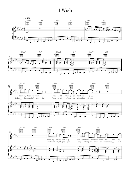 I wish - Stevie Wonder (Piano-Voice-Guitar)