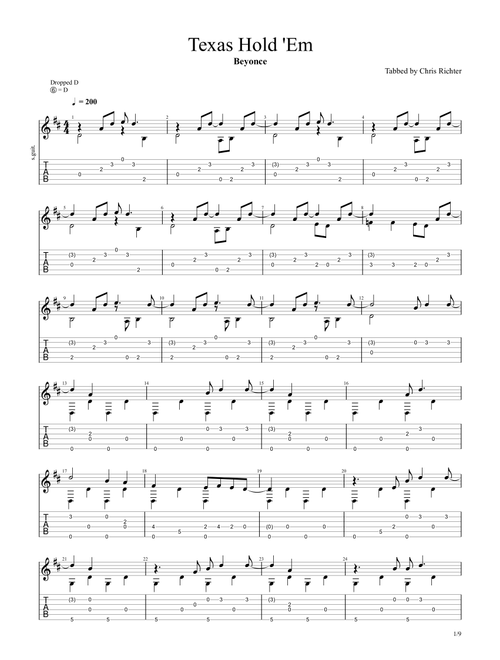 Texas Hold 'em (Arr. Chris Richter) - Beyoncé (Solo Guitar)