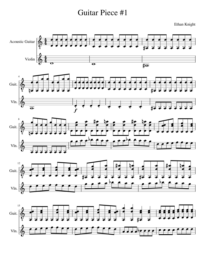 Guitar and Violin Duet Sheet music for Violin, Guitar (Mixed Duet