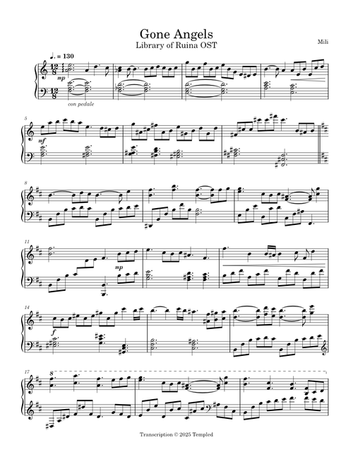 Gone Angels – Mili (Piano Accompaniment)