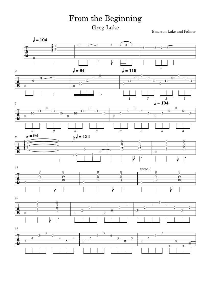 From the beginning – Emerson, Lake & Palmer Sheet music for