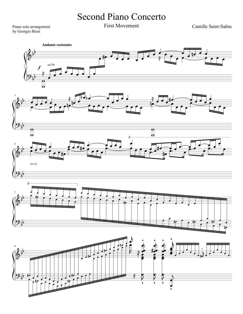 Fuera once Llevar Saint-Saëns 2nd Piano Concerto (1st Movement) Piano solo Sheet music for  Piano (Solo) | Musescore.com