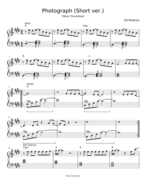 Photograph - Ed Sheeran (Short piano ver)