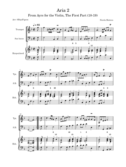Ayrs for the Violin: The first Part: Aria 2 – Nicola Matteis