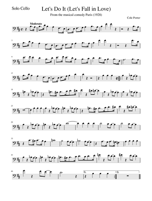 Let's Do It (Let's Fall in Love) (Arr. Brian Myers) - Cole Porter (Cello Solo)