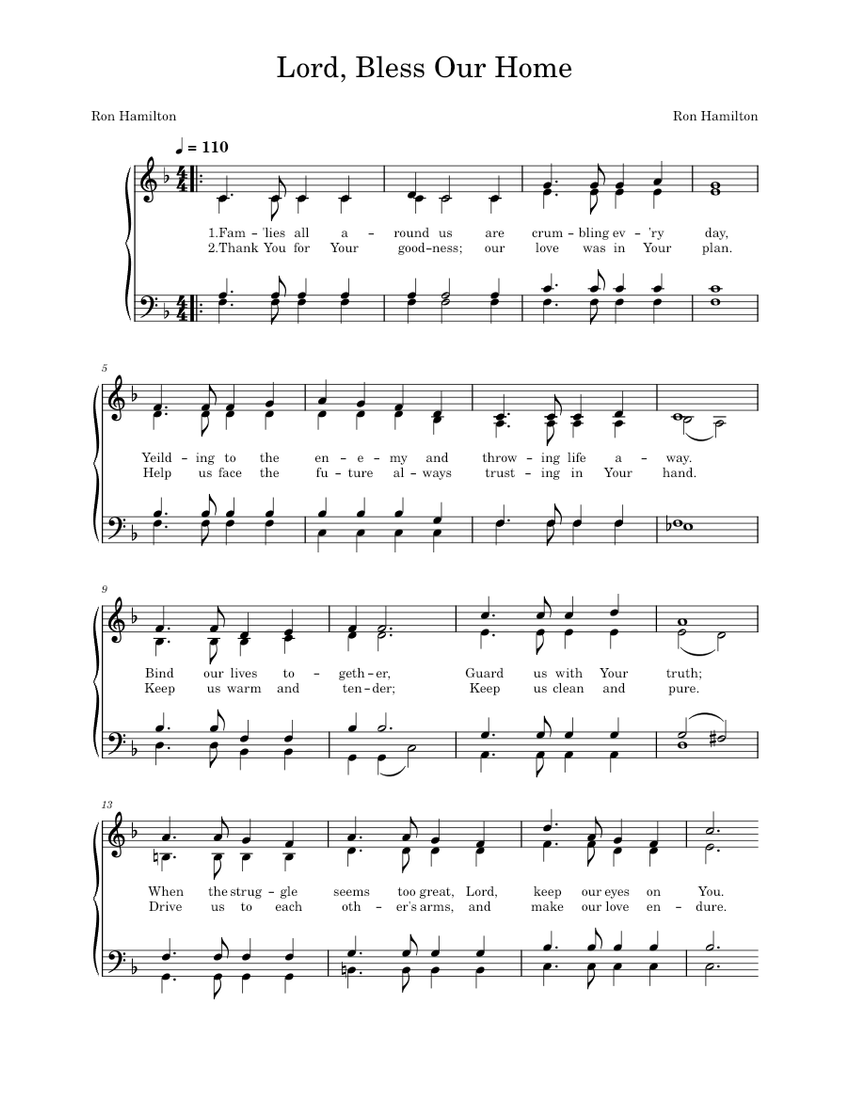 Lord, Bless our Home Ron Hamilton Sheet music for Piano (SATB