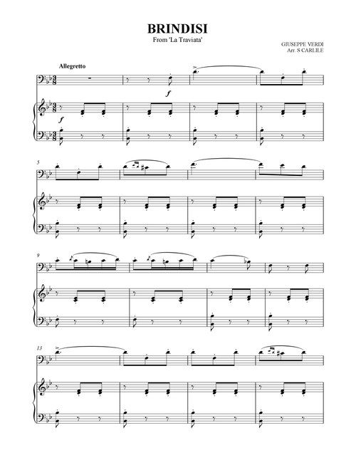 Brindisi ('Drinking Song' From La Traviata) (Arr. SCMusic) - Giuseppe Verdi (Cello and Piano)