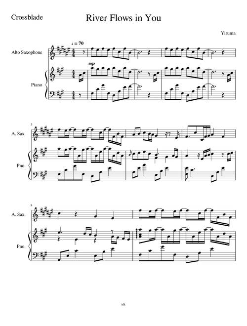 River Flows in You- duet for alto saxophone and the piano.