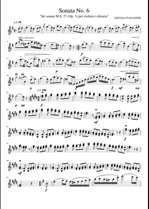 Sonata No. 6 Sheet Music for Violin (Solo) | MuseScore.com