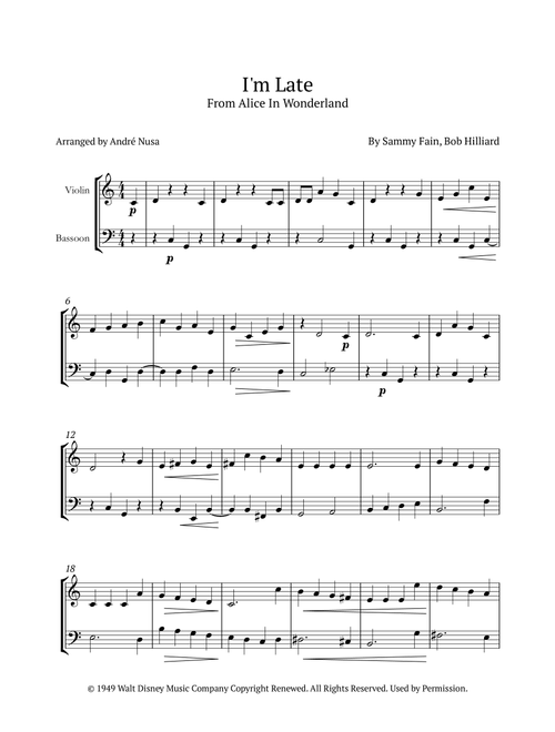 I'm Late (Arr. André Nusa) - Bob Hilliard, Sammy Fain (Instrumental Duet)