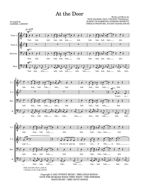 At The Door (Arr. Gabriel Lawson) - The Strokes (Choral, TTBB)