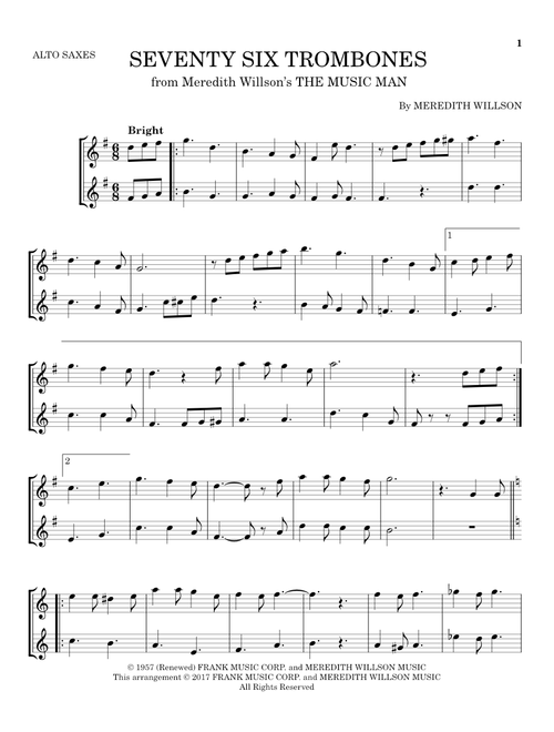 Seventy Six Trombones - Meredith Willson (Alto Saxophone Duet)