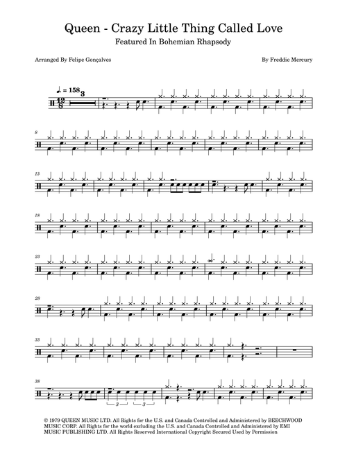 Crazy Little Thing Called Love (Arr. The Ninja) - Queen (Drums)