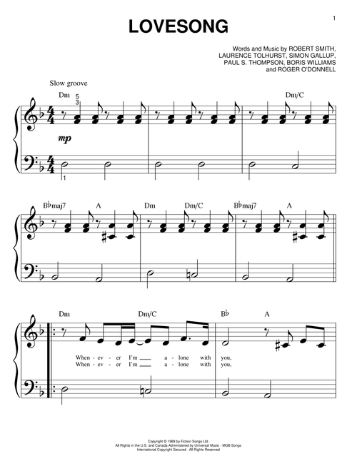 Lovesong - Adele (Big Note Piano)