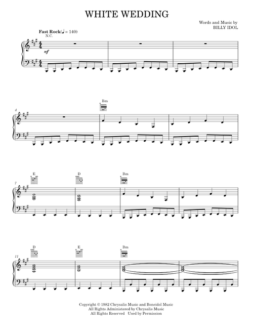 White wedding - Billy Idol (Piano-Vocal-Guitar)