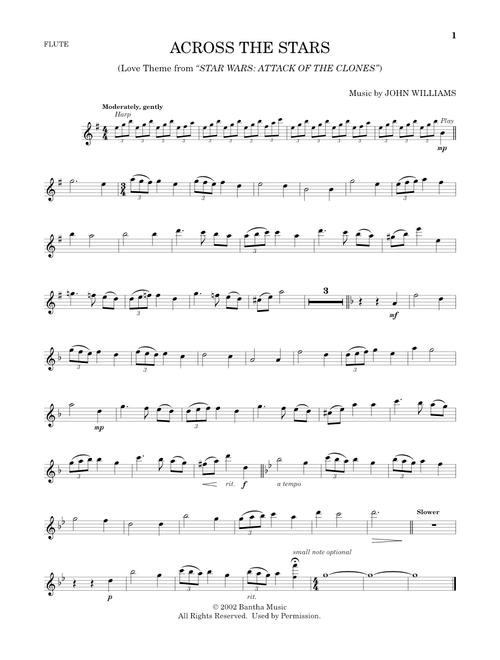 Across The Stars (from Star Wars: Attack Of The Clones) - John Williams (Flute Solo)