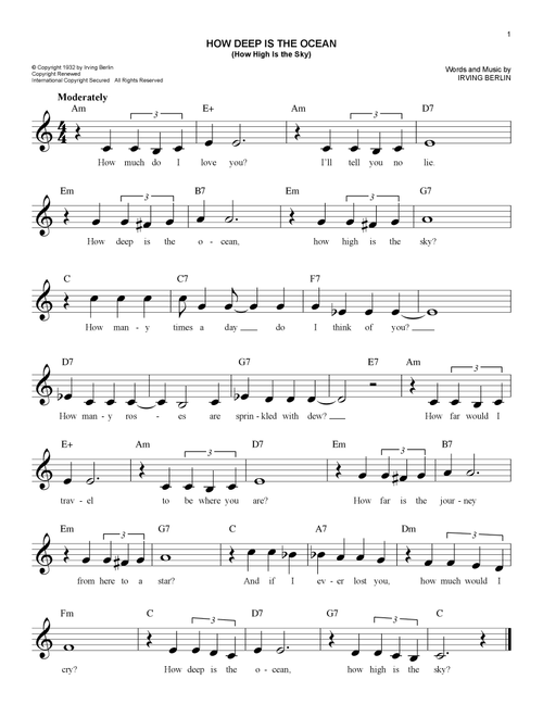 How Deep Is The Ocean (How High Is The Sky) - Irving Berlin (Easy Lead Sheet - Fake Book)