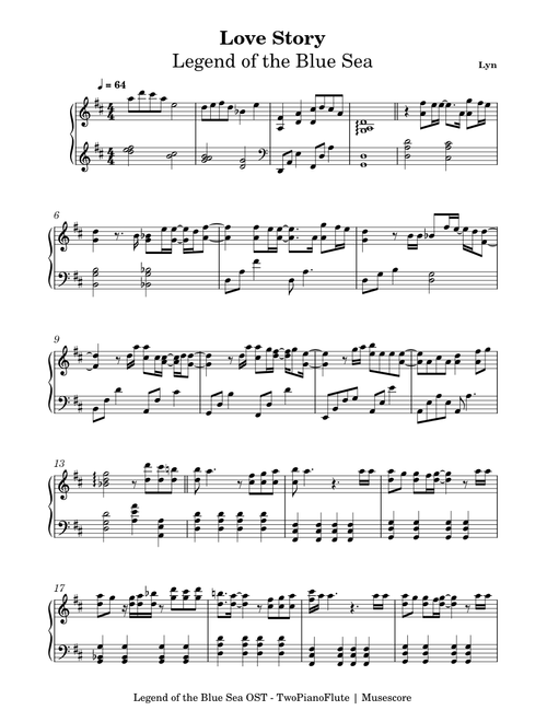 Love Story Legend of the Blue Sea - Easy - Free Score