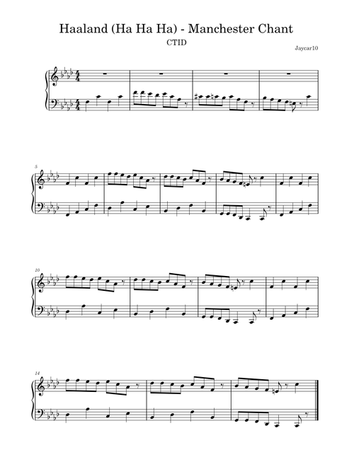 Haaland (Ha Ha Ha) Manchester Chant – CTID Haaland (Ha Ha Ha) - Manchester Chant - Piano Cover