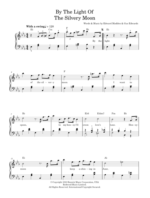 By The Light Of The Silvery Moon - Doris Day (Easy Piano)