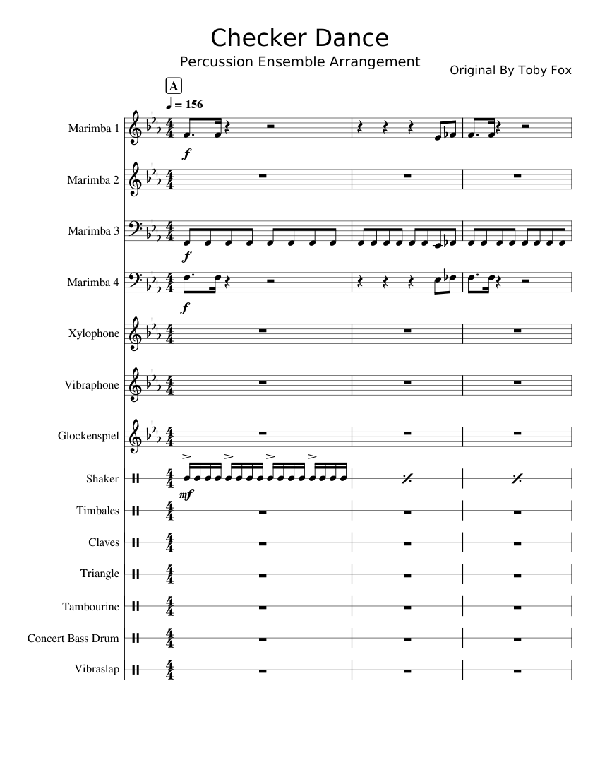 Checker Dance Toby Fox Percussion Ensemble Sheet music for
