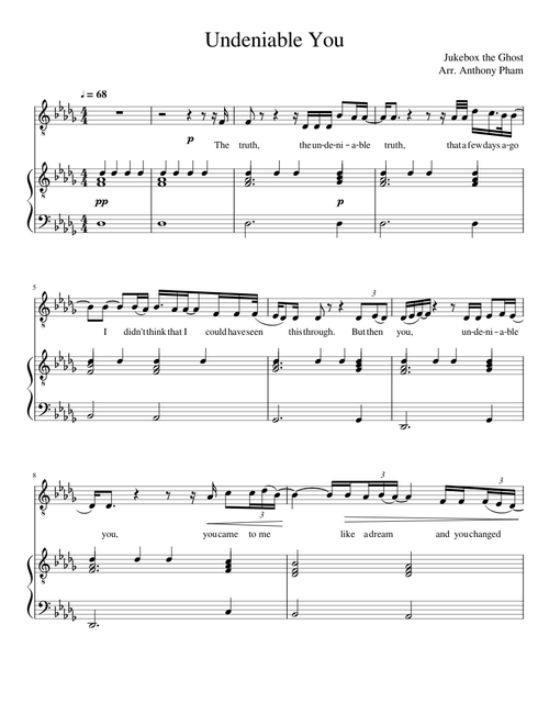 Undeniable You - Jukebox the Ghost (Voice and Piano Arrangement)