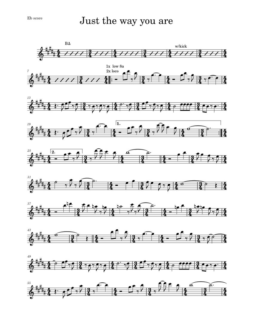 Just the way you are – Billy Joel (7/4 arrangement) (Alto