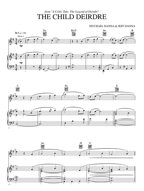 The Child Deirdre - Mychael Danna & Jeff Danna (Piano-Vocal-Guitar (Piano Accompaniment))