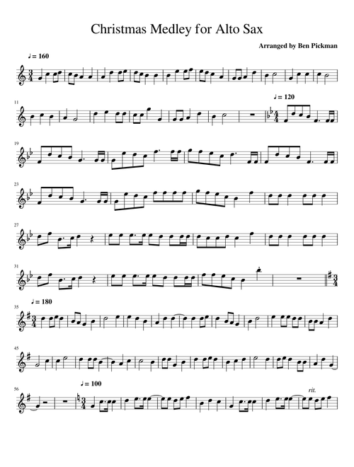 Christmas Medley for Alto Sax