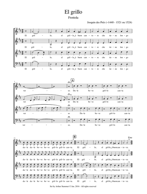 Josquin des Prés - El Grillo (Frottola)