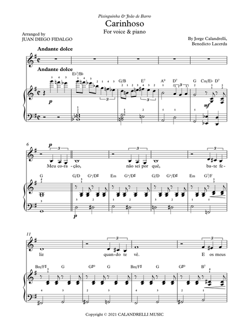 Carinhoso (Arr. Juan Diego Fidalgo) - Jorge Calandrelli, Benedicto Lacerda (Piano Vocal)