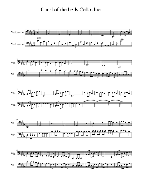 Carol of the Bells Cello Duet