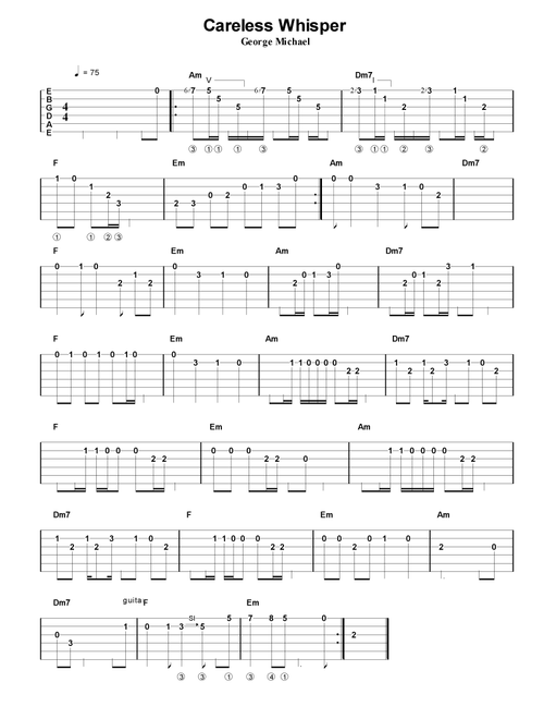 Careless Whisper (Arr. SHEET MUSIC HUB) - me (Guitar Tab)