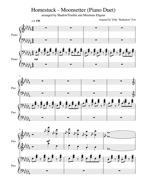 Homestuck - Moonsetter Piano Duet